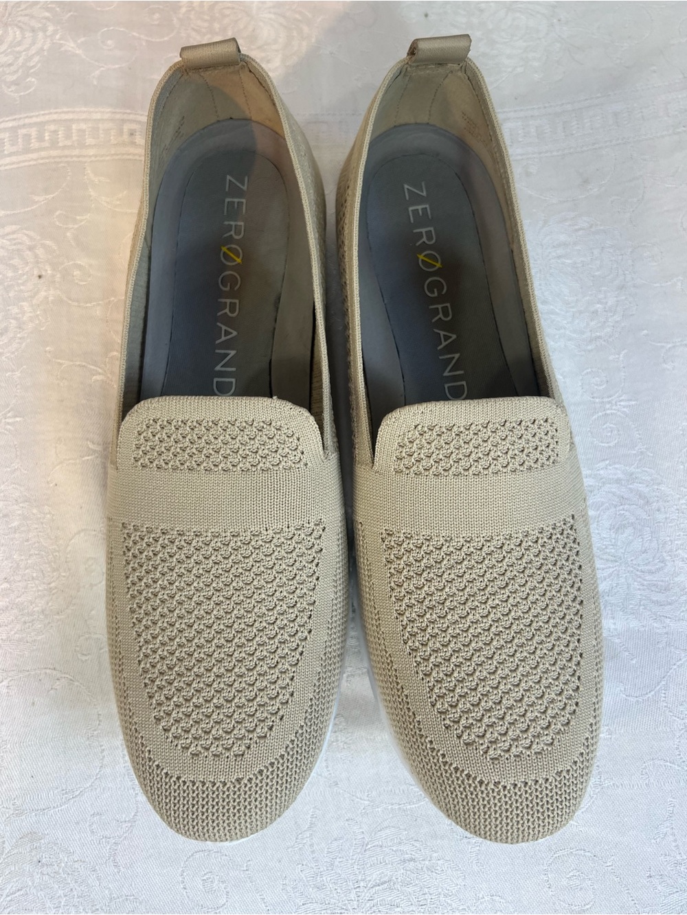 Cole Haan Zeroguard Stitchlite Loafers Slip On Rye Tan Knit Rubber Soles 11👍